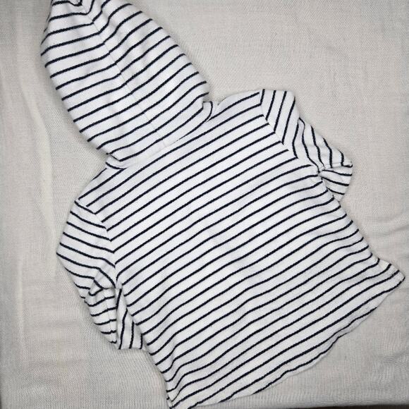 CARTERS White & Navy Striped Long Sleeve  Hoodie w/ Red Heart Detail Size 24mo - Picture 4 of 7